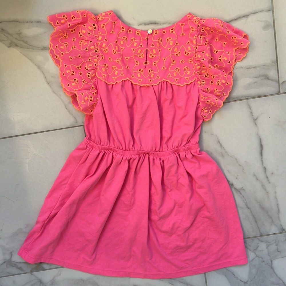 Lilly Pulitzer girls dress size small pink dress with orange eyelet detail. - Picture 8 of 11